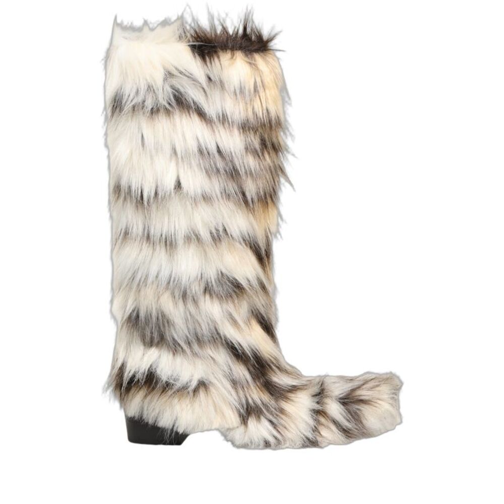Dolce & Gabbana Multicolor Knee High Faux Fur Boots Men's Shoes